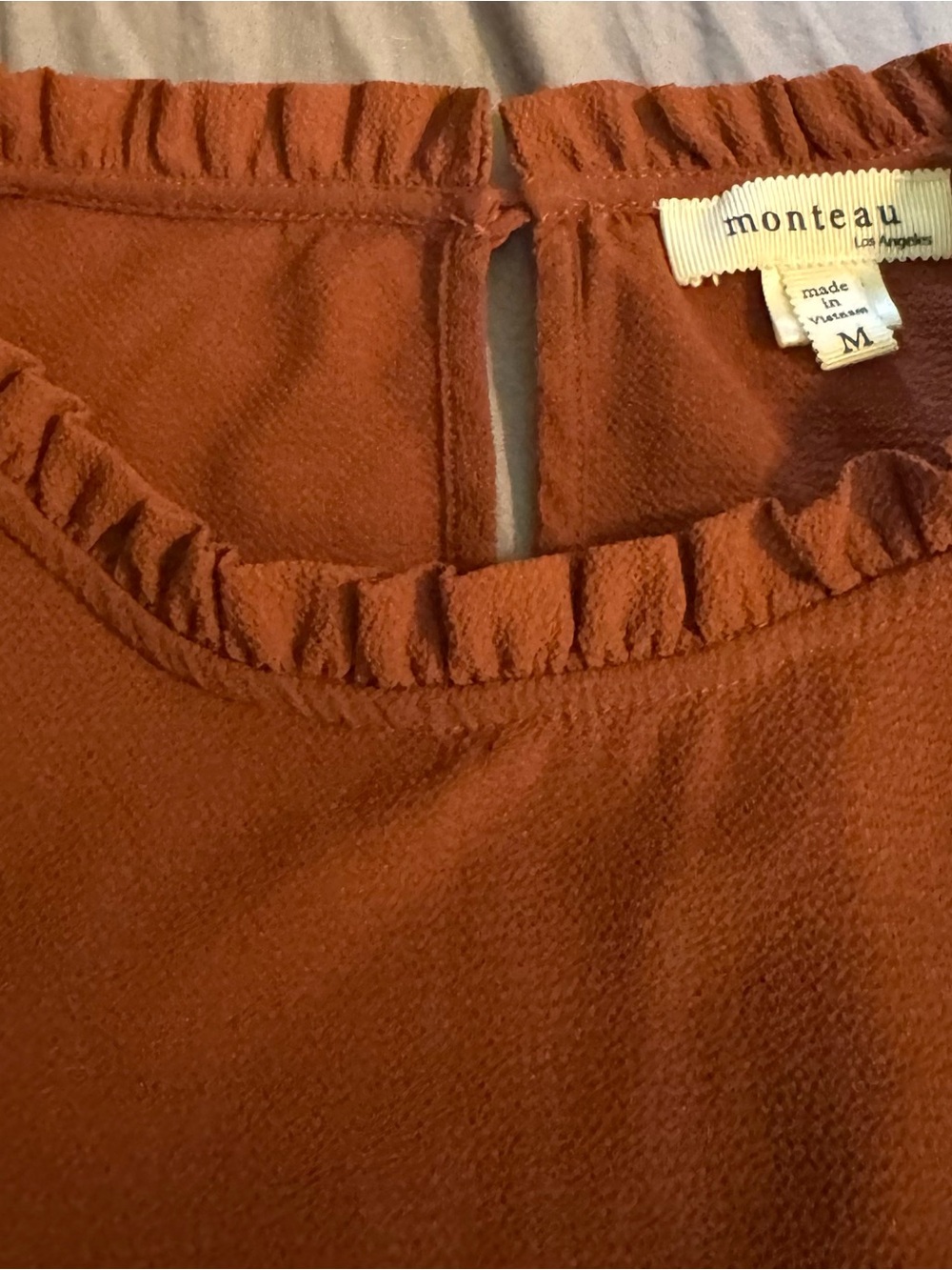 Monteau Rust Ruffle-Neck Blouse - Picture 5 of 8